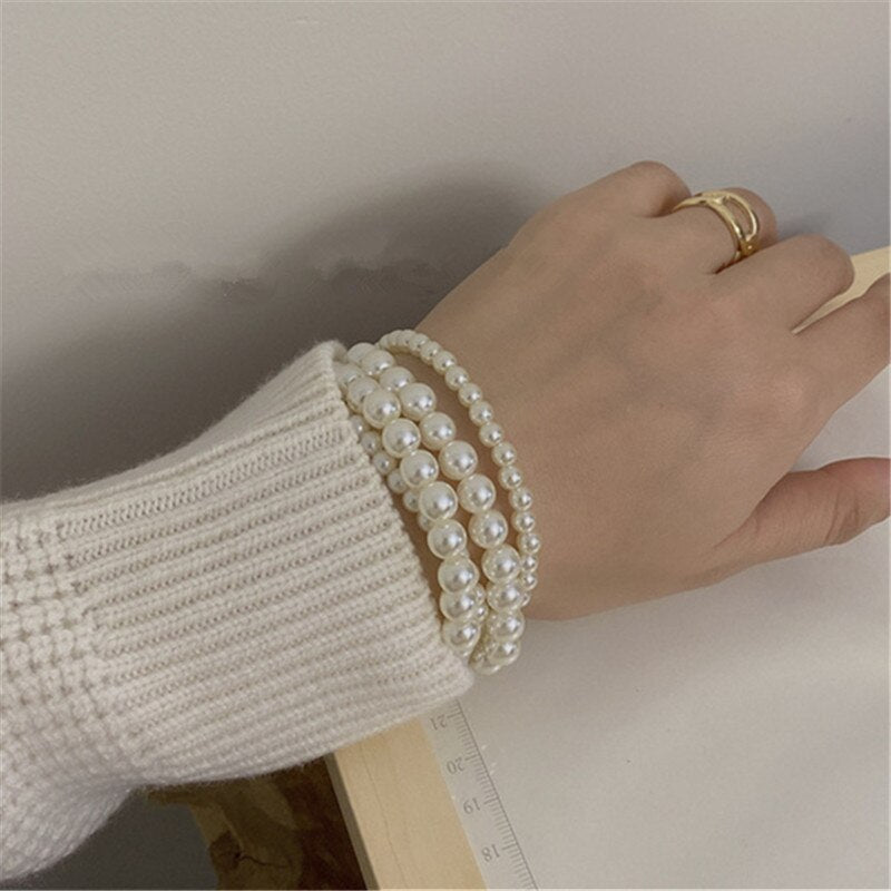 XIALUOKE Vintage Geometric Metal Buckles Multilayer Pearl Necklace For Women Hyperbole Choker Necklaces Wedding Party Jewelry