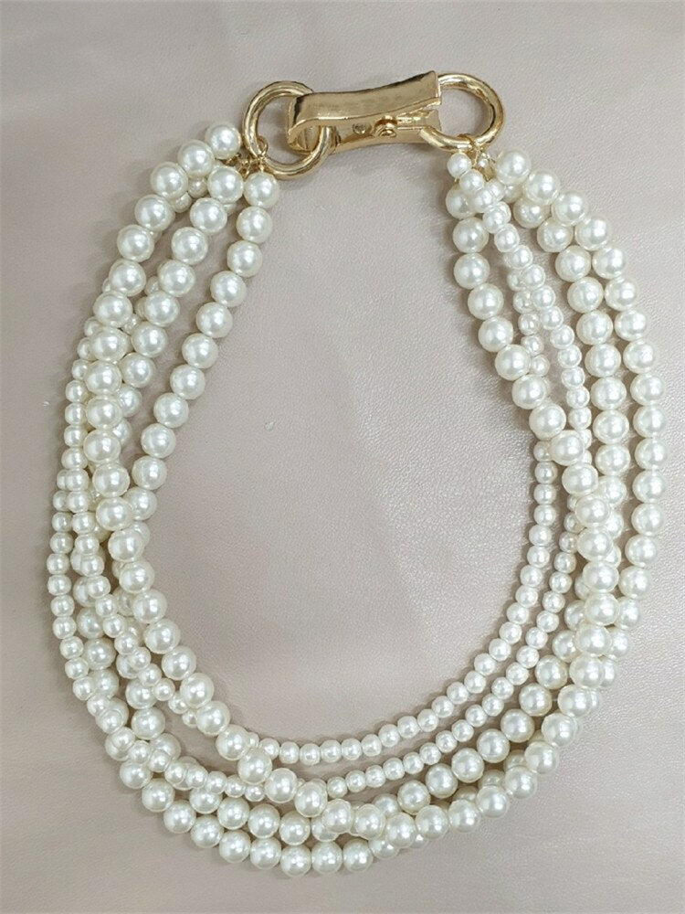 XIALUOKE Vintage Geometric Metal Buckles Multilayer Pearl Necklace For Women Hyperbole Choker Necklaces Wedding Party Jewelry
