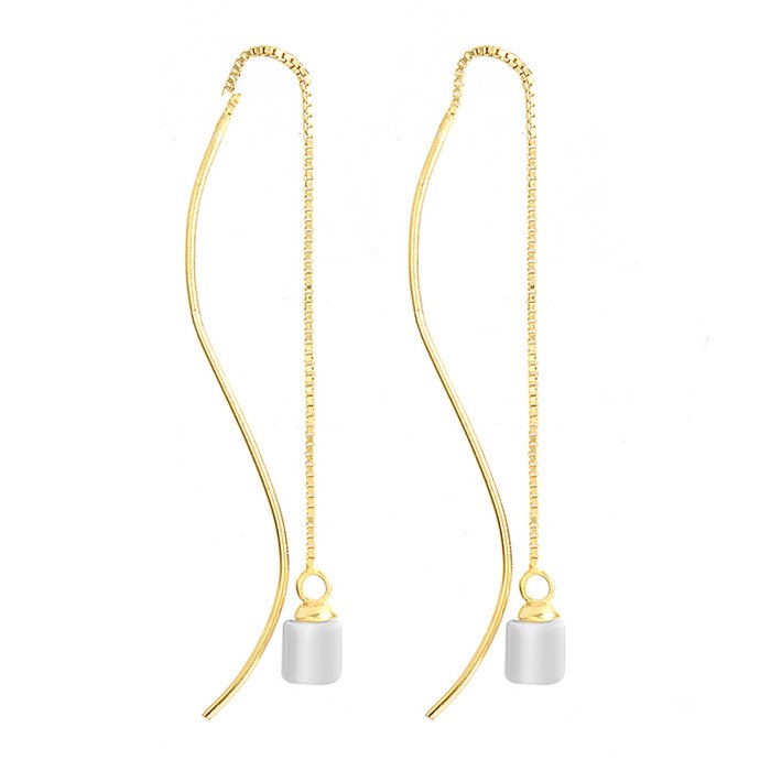 925 Sterling Silver Long Drop Earrings Fine Jewelry White Stone Pendant Twisted Female Drop Earrings Jewelry Accessories