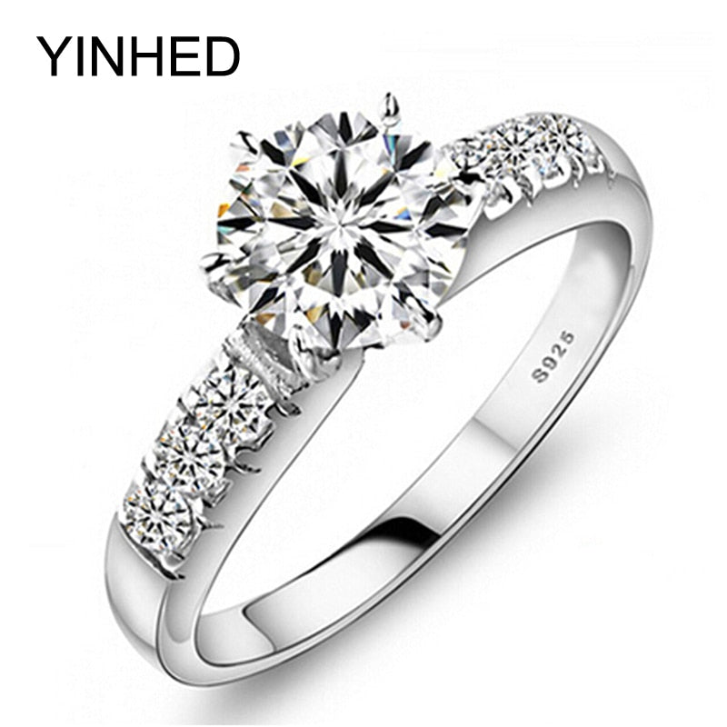 Original 100% 925 Sterling Silver Wedding Rings For Women Luxury 1 Carat CZ Diamant Engagement Ring Fashion Jewelry ZP68