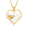 YIZIZAI love Cute Honey Bee Pendant Necklace Jewelry Creative Insect Peach Heart Sweater Chain Necklace Wedding Gift