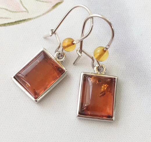 Genuine Geometric Amber Earrings for Women 3 Color Drop Dangling Earrings Original Baltic Natural Amber Jewelry Wholesale