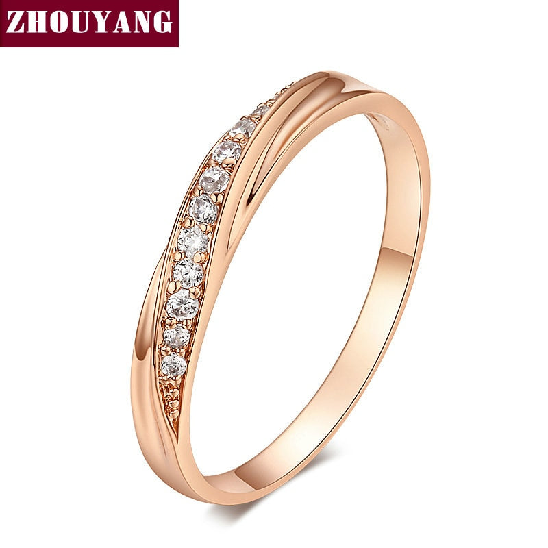 Wedding Ring For Women Lovers Simple Cubic Zirconia Rose Gold Color Fashion Jewelry ZYR314 ZYR317