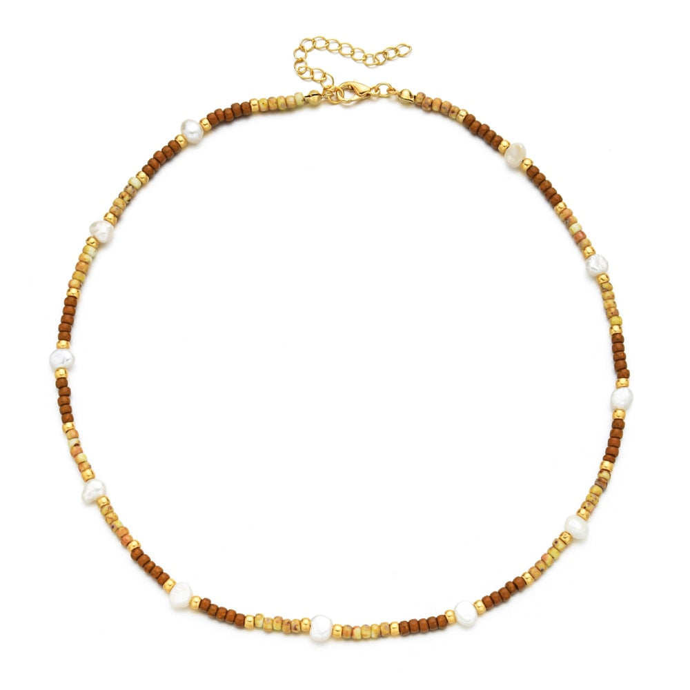 ZMZY  Natural Freshwater Pearl Necklace Jewelry for Women Gift Wedding Chain Necklace Miyuki Beads Choker Handmade DIY