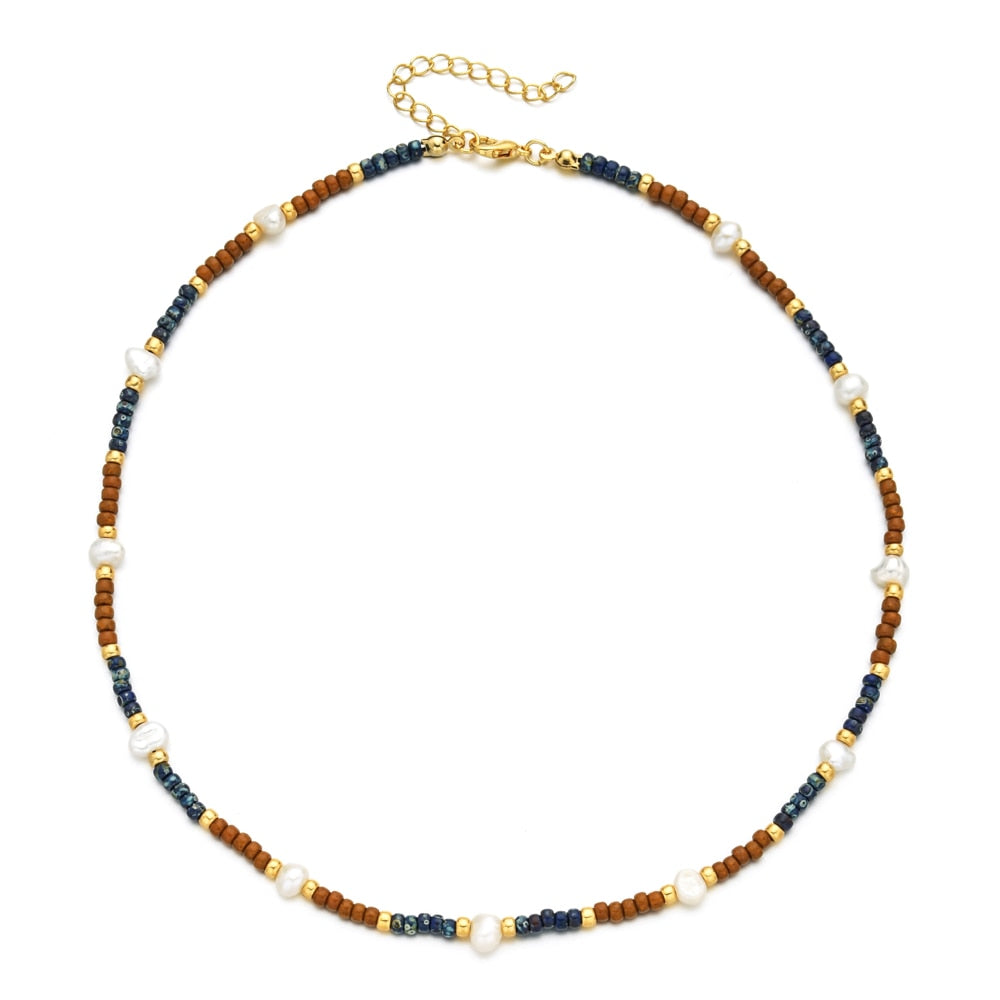 ZMZY  Natural Freshwater Pearl Necklace Jewelry for Women Gift Wedding Chain Necklace Miyuki Beads Choker Handmade DIY