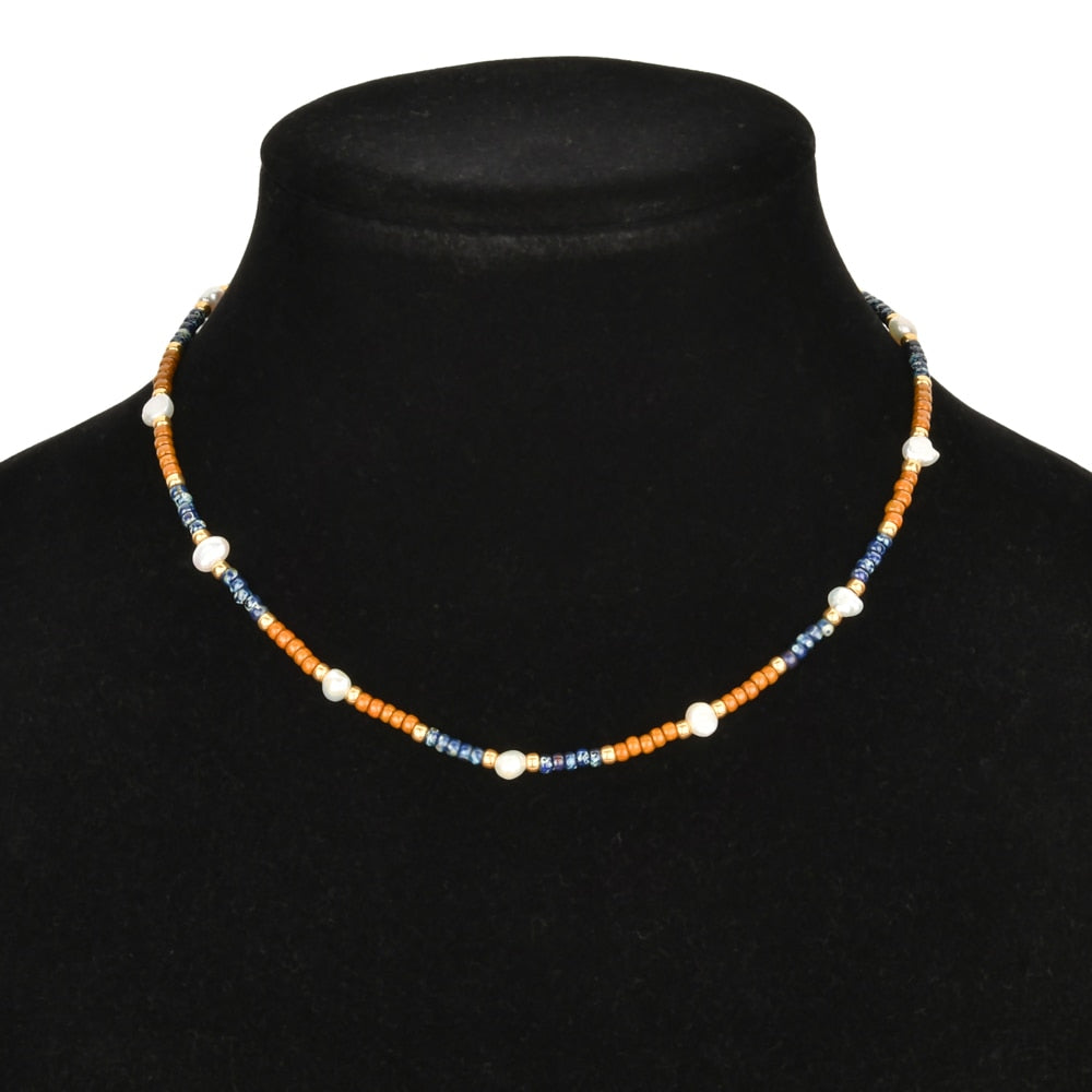 ZMZY  Natural Freshwater Pearl Necklace Jewelry for Women Gift Wedding Chain Necklace Miyuki Beads Choker Handmade DIY