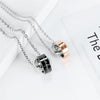 ZORCVENS 2022 Stainless Steel Couple Jewelry Black Rose Gold Color Wedding Round Pendant Necklace for Men Women