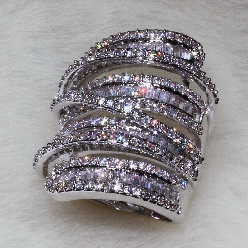 Women Men Fashion ring Wide Jewelry 20ct AAAAA zircon cz 925 Sterling Silver Engagement Wedding Band Ring