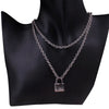 ( color do not fade ) layered chains hiphop Punk Stainless Steel Padlock Necklace men rock Lock Blade Necklaces for women di067