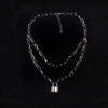 ( color do not fade ) layered chains hiphop Punk Stainless Steel Padlock Necklace men rock Lock Blade Necklaces for women di067