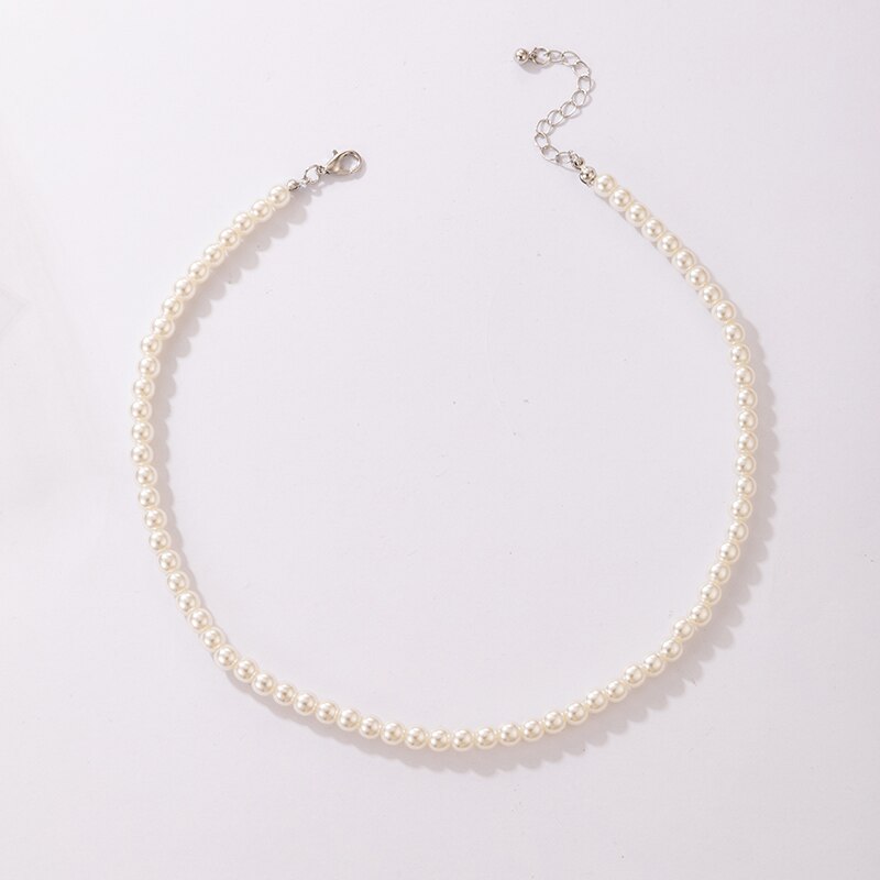 docona Elegant Pearl Beaded Necklace for Women Charms Adjustable Geometry Metal Choker Female Wedding Jewelry Collar 15365-6