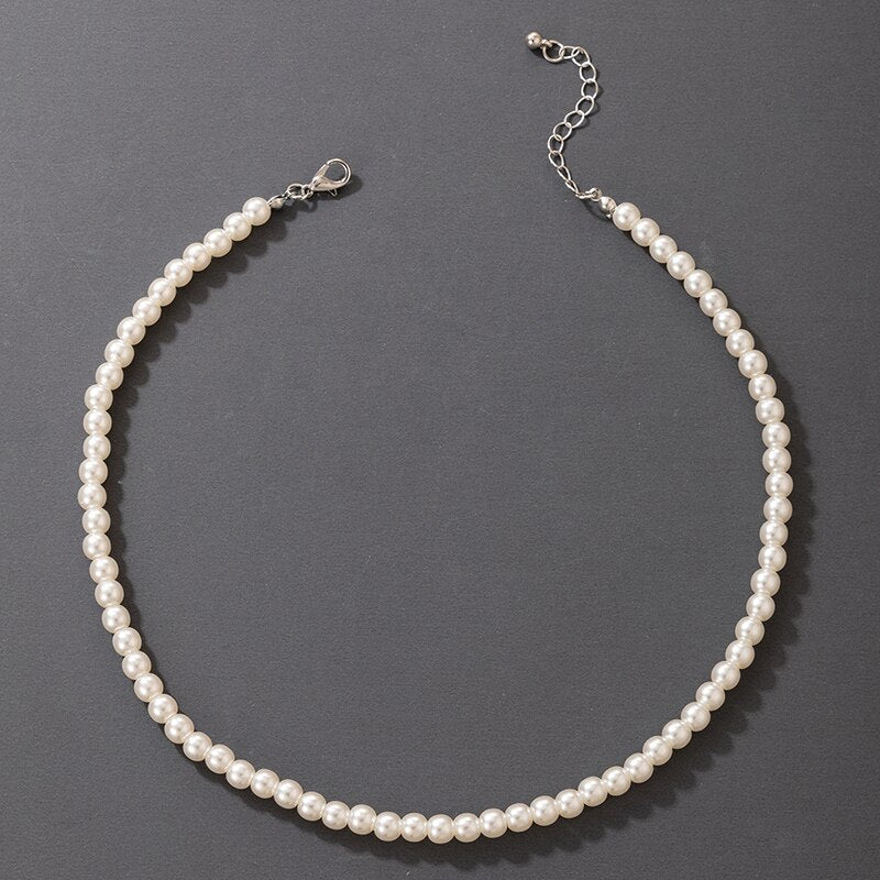 docona Elegant Pearl Beaded Necklace for Women Charms Adjustable Geometry Metal Choker Female Wedding Jewelry Collar 15365-6