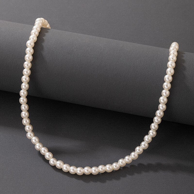 docona Elegant Pearl Beaded Necklace for Women Charms Adjustable Geometry Metal Choker Female Wedding Jewelry Collar 15365-6