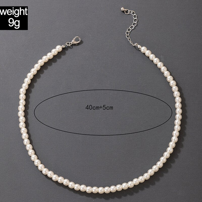 docona Elegant Pearl Beaded Necklace for Women Charms Adjustable Geometry Metal Choker Female Wedding Jewelry Collar 15365-6