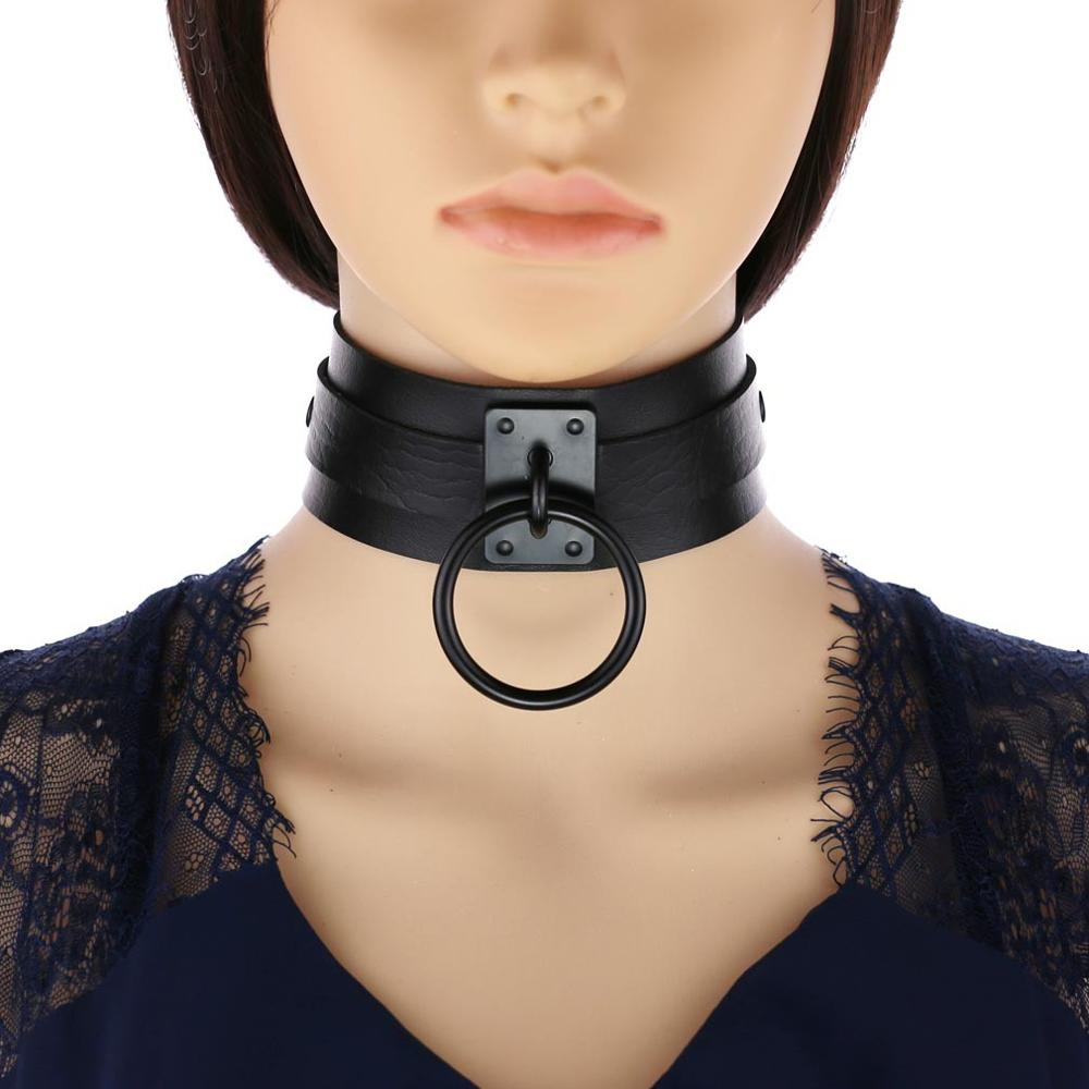 gothic Collar Fetish Pu Leather Female Sex Slave Collar Necklace Bonda