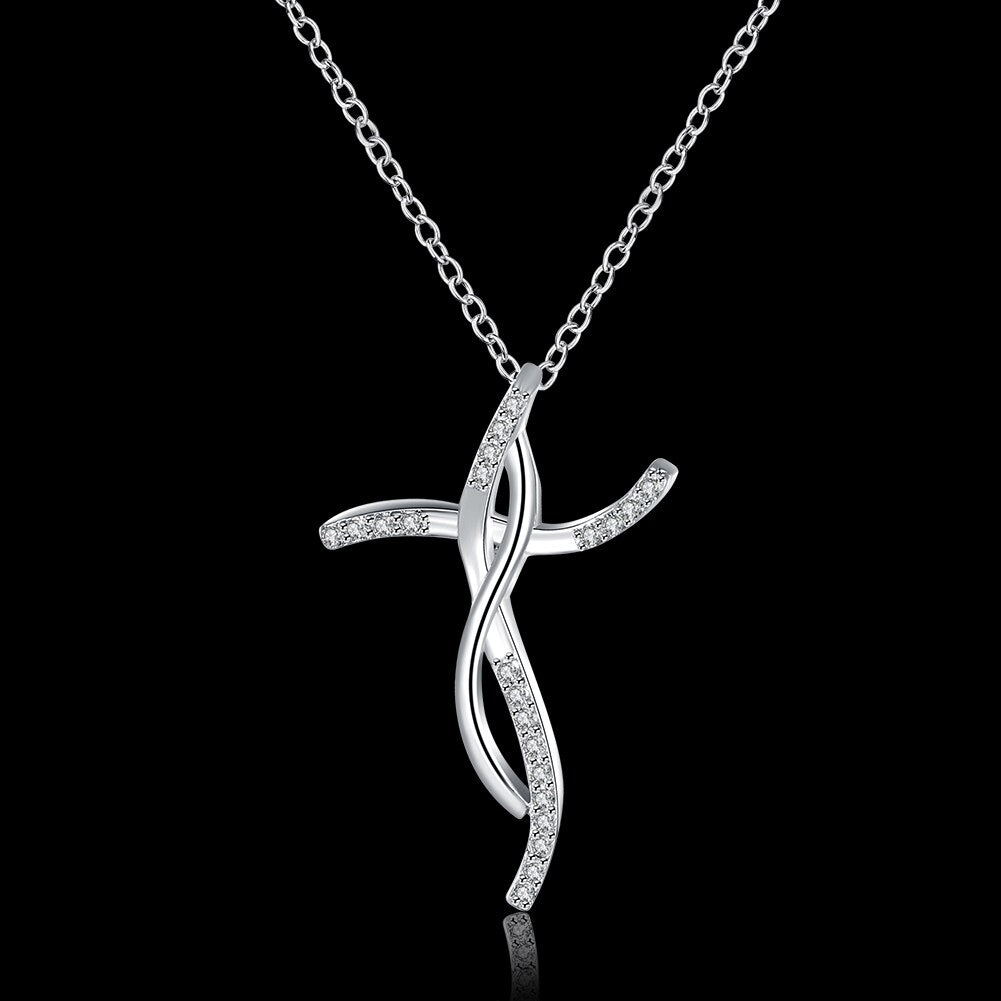 925 Stamped Silver cross crystal Pendant Necklace For Women charms Jewelry Holiday gifts Wedding party