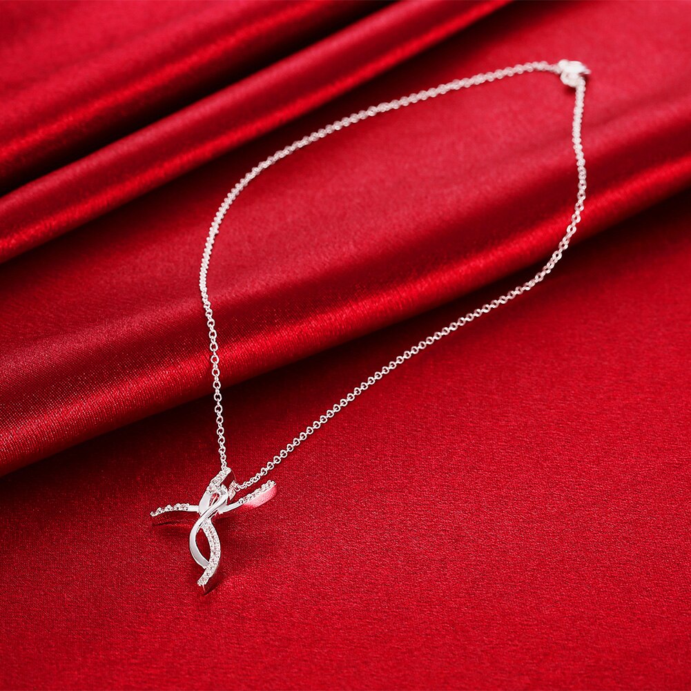 925 Stamped Silver cross crystal Pendant Necklace For Women charms Jewelry Holiday gifts Wedding party