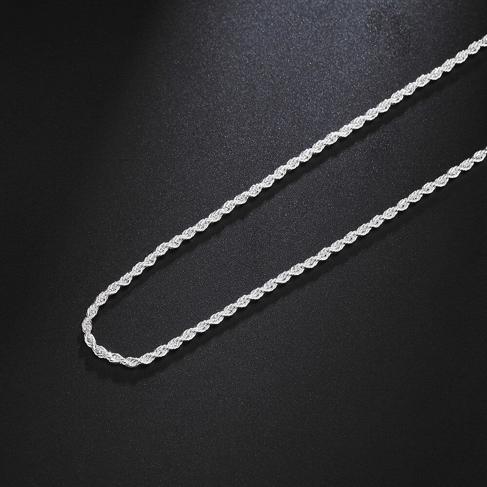 korean 2MM Twisted Rope Chain 925 Stamped Silver Necklace for women Mens   party wedding accessories Jewelry gift