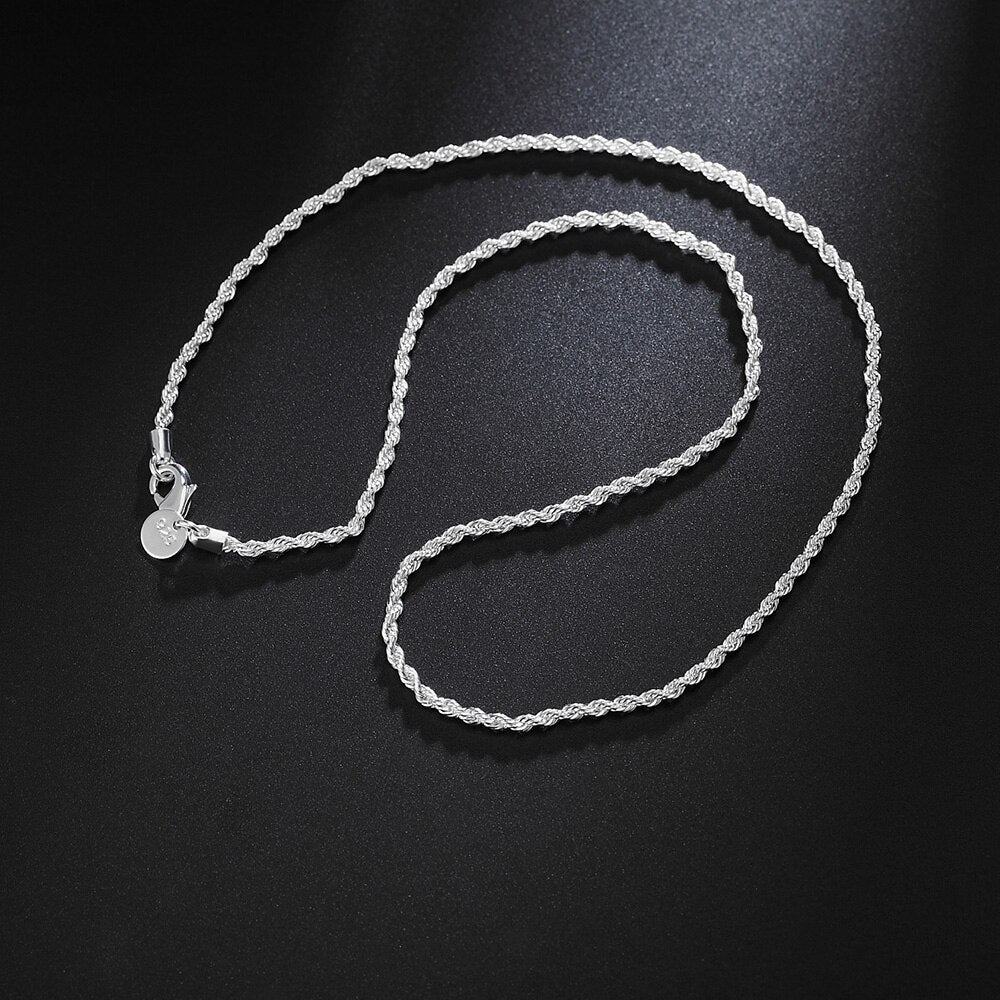 korean 2MM Twisted Rope Chain 925 Stamped Silver Necklace for women Mens   party wedding accessories Jewelry gift
