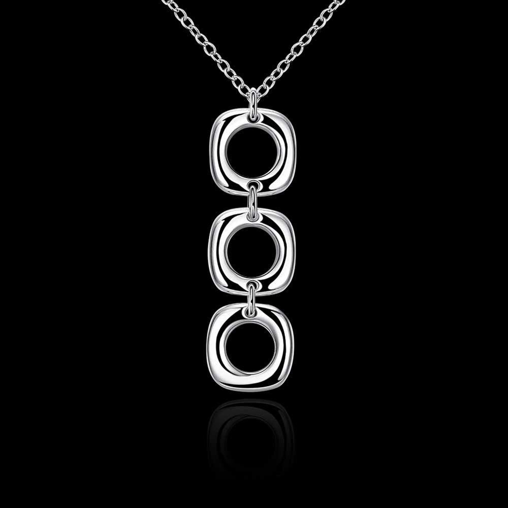 korean 925 Stamped Silver charms three square Pendant Necklace For Women man gifts trend party streetwear Jewelry