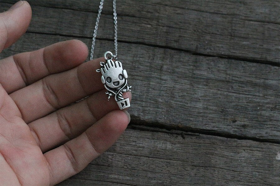 lanseis 1pcs cute Baby Groot Necklace,  I am Groot Necklace pendant ,Marvel lover Galaxy jewelry