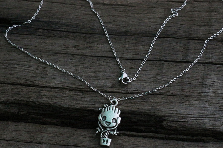 lanseis 1pcs cute Baby Groot Necklace,  I am Groot Necklace pendant ,Marvel lover Galaxy jewelry