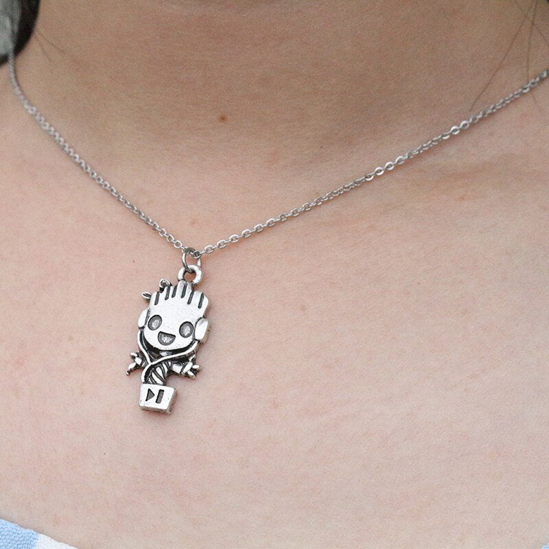 lanseis 1pcs cute Baby Groot Necklace,  I am Groot Necklace pendant ,Marvel lover Galaxy jewelry