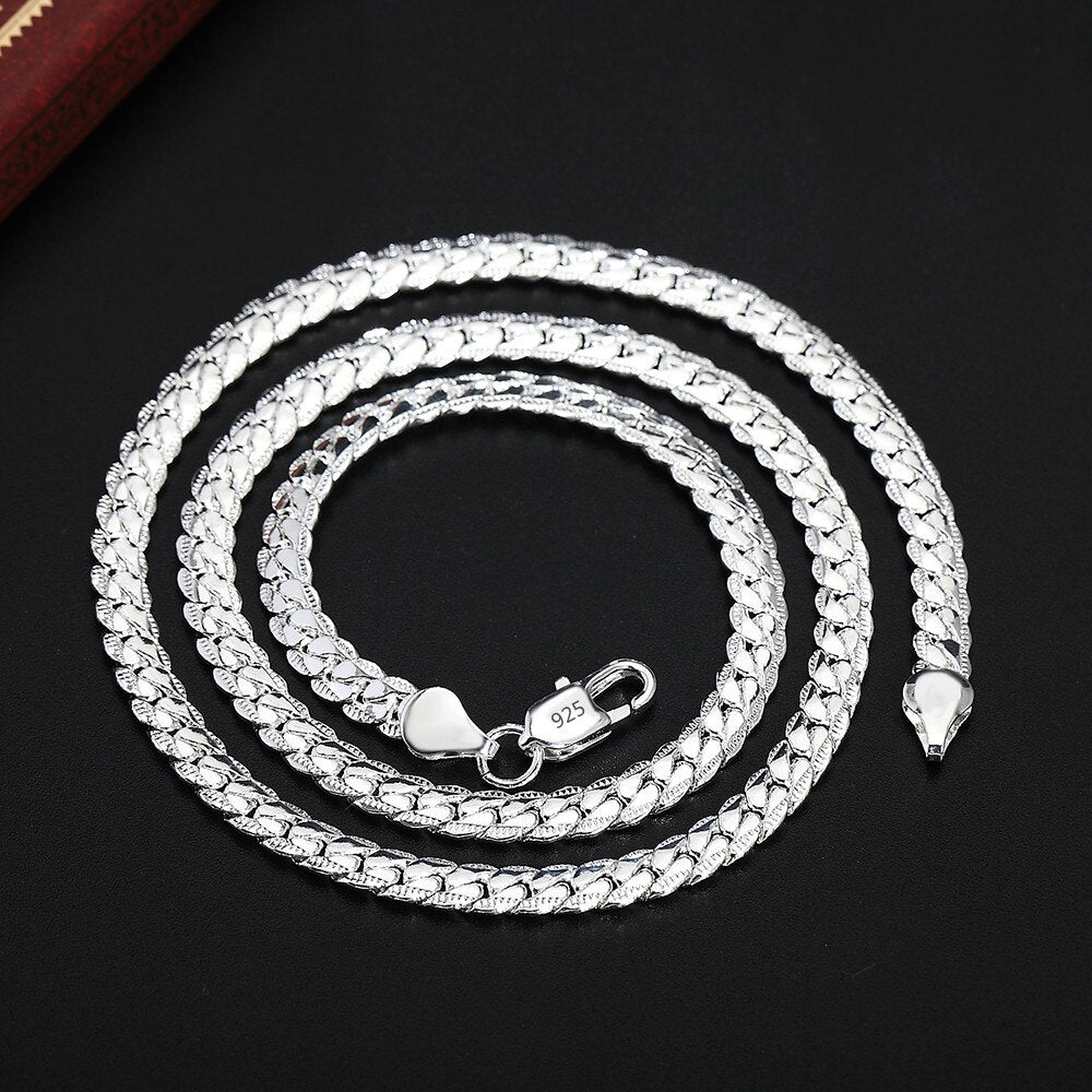 925 Stamped Silver Necklace classic 6MM Sideways Chain For Women Men Party Wedding Jewelry gifts