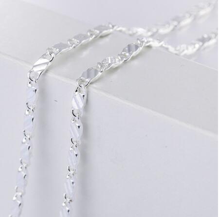 925 Sterling Silver 18K Gold 2MM flat Clavicle chains Necklaces for Men Women wedding Jewelry Christmas gifts 40-75cm