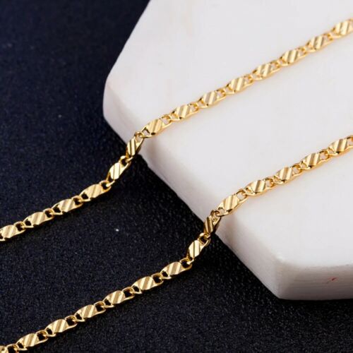 925 Sterling Silver 18K Gold 2MM flat Clavicle chains Necklaces for Men Women wedding Jewelry Christmas gifts 40-75cm