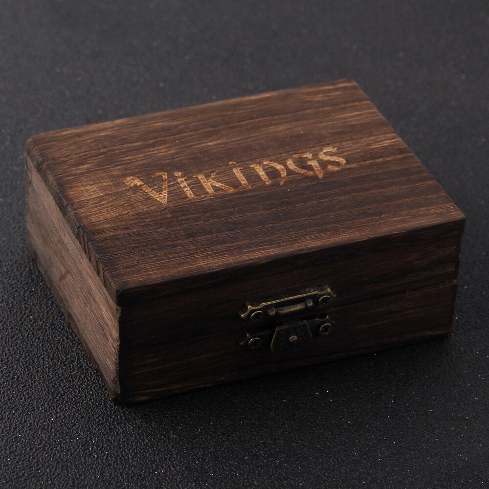 never fade Stainless Steel Nordic Viking wolf Cross necklace with wooden box as gift