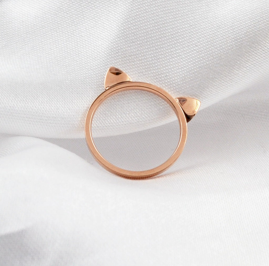 rose gold Color Cat Ear Ring Design Cute Fashion Jewelry Cat Ring For Women Young Girl Child Gifts Anel Wholesale