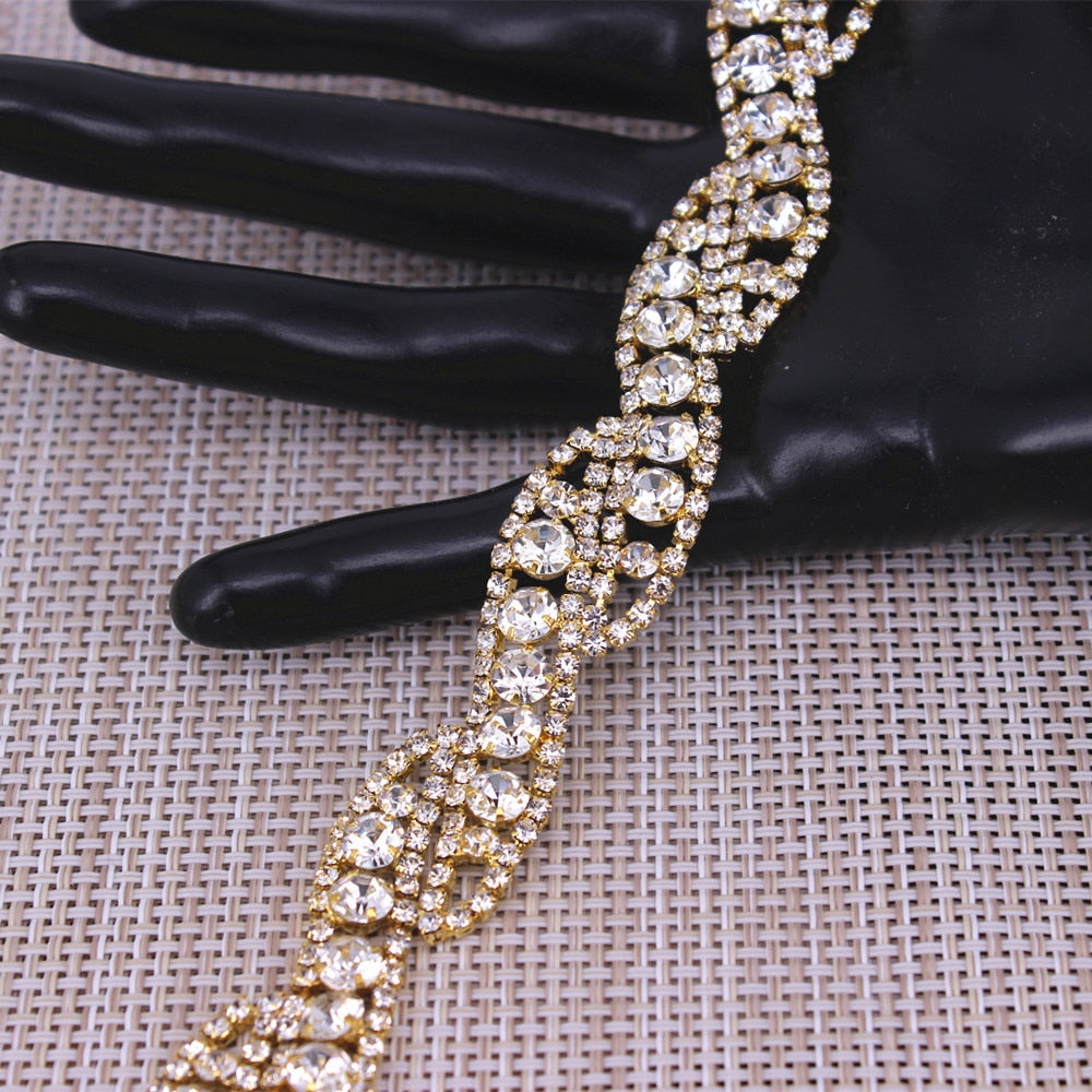shiny glass crystal chain rhinestone trim silver crystal chain decoration wedding dress accessories