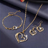 1 set Vintage Shiny  Jewelry Set Wedding Dinner Wedding Dress Accessories Double Love Peach Heart Shape Earrings Necklace