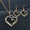 1 set Vintage Shiny  Jewelry Set Wedding Dinner Wedding Dress Accessories Double Love Peach Heart Shape Earrings Necklace