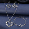 1 set Vintage Shiny  Jewelry Set Wedding Dinner Wedding Dress Accessories Double Love Peach Heart Shape Earrings Necklace