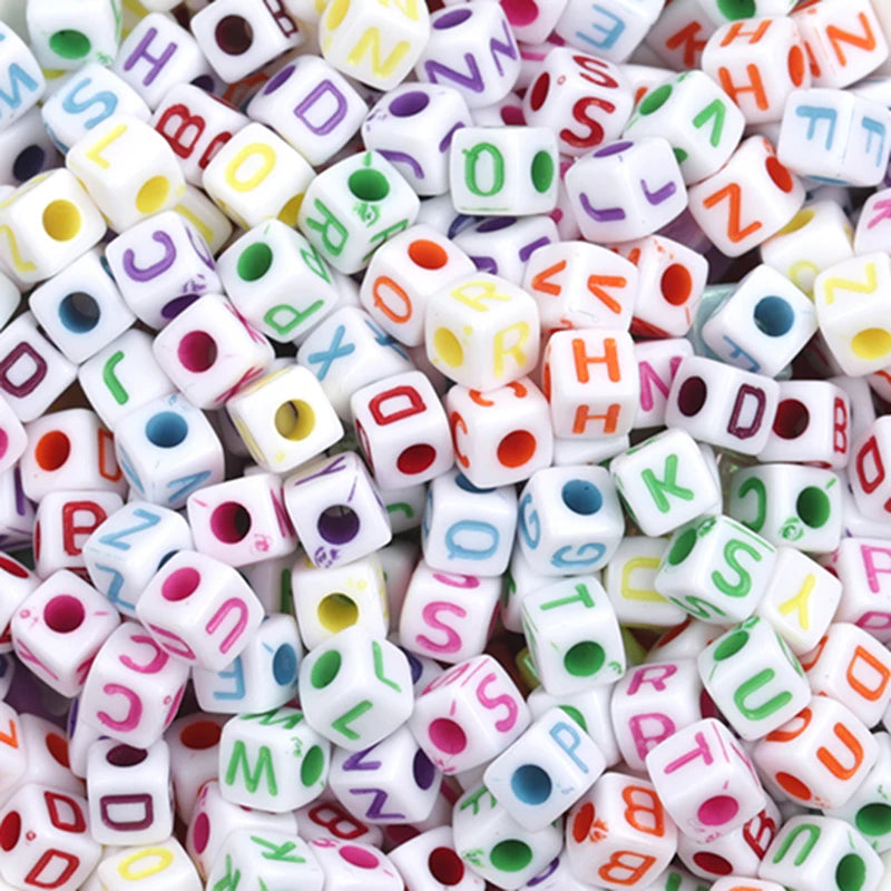 100Pcs/Lot Trendy Acrylic Square Alphabet Beads Large Hole Letter Loos