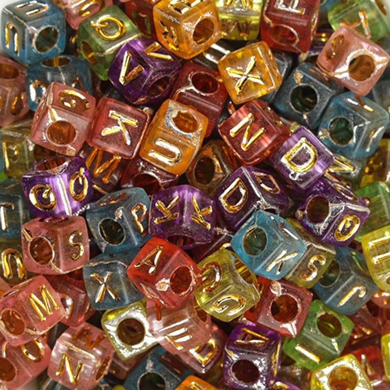 100Pcs/Lot Trendy Acrylic Square Alphabet Beads Large Hole Letter Loose  Spacer Bead Jewelry Handmade Bracelet Making Supplies