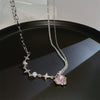 17KM Y2K Crystal Heart Necklace  Kpop Shiny Clavicle Chain Necklaces for Women Girls  Trend Party Gifts Jewelry 2023