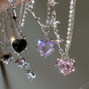 17KM Y2K Crystal Heart Necklace  Kpop Shiny Clavicle Chain Necklaces for Women Girls  Trend Party Gifts Jewelry 2023