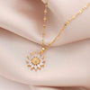1PCS Gold-color Necklace Ladies Light   Style Flower Pendant Inlaid Zirconia Titanium Steel Chain Holiday Jewelry