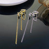 1Pcs Gold Color Shiny Rhinestone Tassel Ear Clips for Women Hollow Three-Layer No Piercing Long Chain Ear Cuff Jewelry