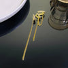 1Pcs Gold Color Shiny Rhinestone Tassel Ear Clips for Women Hollow Three-Layer No Piercing Long Chain Ear Cuff Jewelry