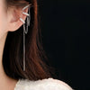 1Pcs Gold Color Shiny Rhinestone Tassel Ear Clips for Women Hollow Three-Layer No Piercing Long Chain Ear Cuff Jewelry