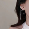 1Pcs Silver Color No-Piecing Zircon Tassel Clip Earring for Women Girl S925 Silver Needle Long Ear Line Ear Cuff Jewelry Gifts