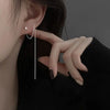 1Pcs Silver Color No-Piecing Zircon Tassel Clip Earring for Women Girl S925 Silver Needle Long Ear Line Ear Cuff Jewelry Gifts