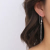 1Pcs Silver Color No-Piecing Zircon Tassel Clip Earring for Women Girl S925 Silver Needle Long Ear Line Ear Cuff Jewelry Gifts