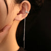 1Pcs Silver Color No-Piecing Zircon Tassel Clip Earring for Women Girl S925 Silver Needle Long Ear Line Ear Cuff Jewelry Gifts