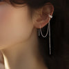 1Pcs Silver Color No-Piecing Zircon Tassel Clip Earring for Women Girl S925 Silver Needle Long Ear Line Ear Cuff Jewelry Gifts
