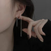 1Pcs Silver Color No-Piecing Zircon Tassel Clip Earring for Women Girl S925 Silver Needle Long Ear Line Ear Cuff Jewelry Gifts